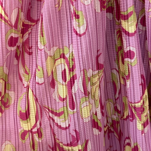 Zara Pink Floral Print Pleated Dress (19) - Picture 9 of 9